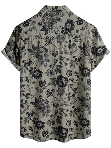 Image of JOTOOK Mens Hawaiian Shirt Short Sleeve Button Down Tropical Shirts Casual Floral Summer Beach Shirt