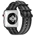Produktbild Fintie Armband kompatibel mit Apple Watch SE/Series 6 5 4 3 2 1 44mm 42mm - Premium Nylon atmungsaktive Sport Uhrenarmband verstellbares Ersatzband mit Edelstahlschnallen, Schwarz & Grau