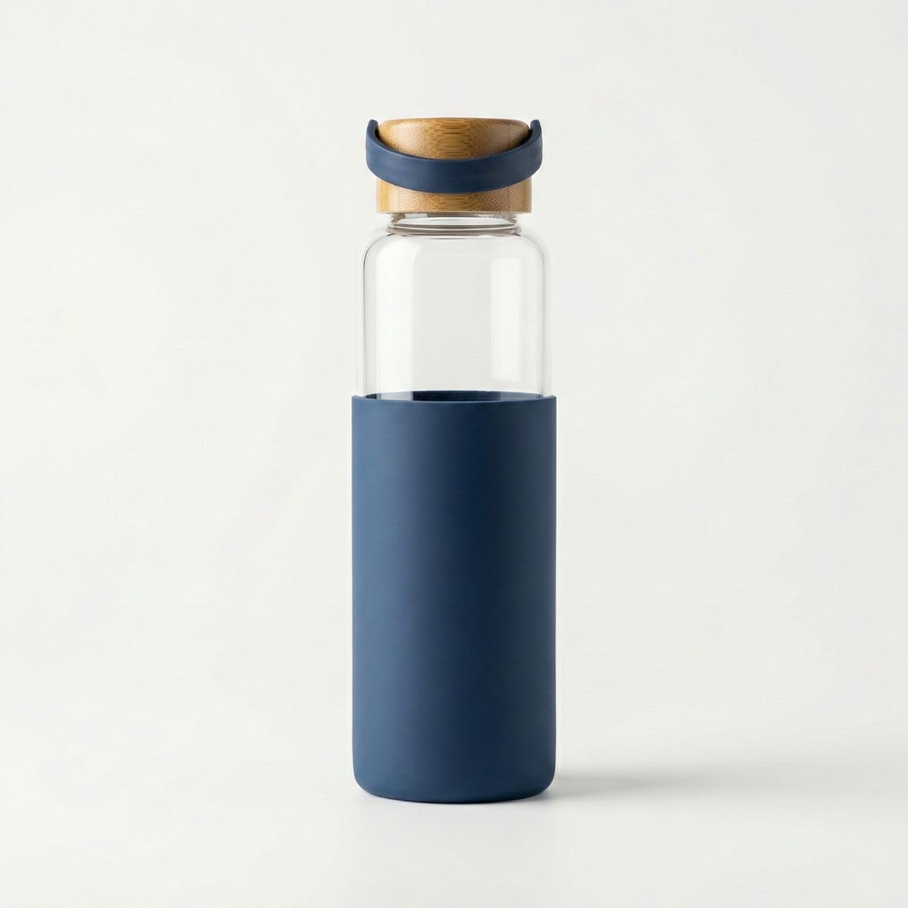 Frosted Glass Water Bottle - Bamboo Cap -11 Frosted Glass Water Bottle - Bamboo Cap -11