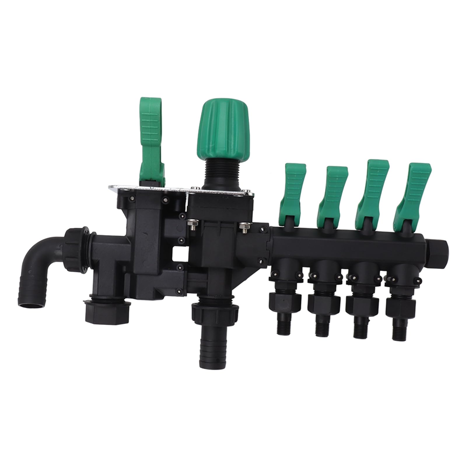 Divisor de Manguera Colector Resistente de 4 Vías con Interruptores Independientes para Uso en Granjas y Jardines Material Duradero Resistente a la Oxidación