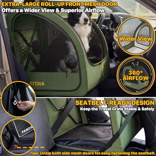 PAWZIDEA Portable Dog Crate for Car