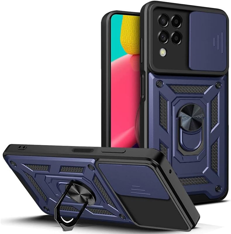 ELICA Shutter Ring Case for Samsung Galaxy M33 5G, Military Grade Protection Phone Case with Slide Camera Cover/Rotation 360 Ring Case for Samsung Galaxy M33 5G - Blue (B0D35WCC2Z) Amazon Price History, Amazon Price Tracker