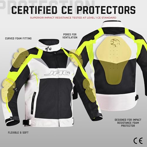 Image of J.A.G. JAG Mesh Motorcycle Jacket-Biker Jacket-CE Armored Motorbike Jacket Men-High Visibility Breathable Riding Jacket