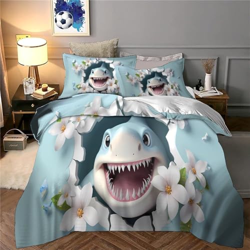Housse de couette requin effet super doux avec fermeture éclair invisible - 6