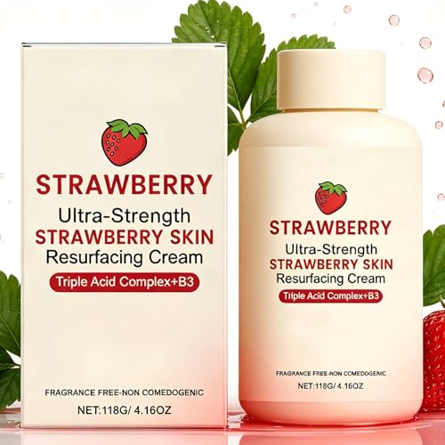 Strawberry Skin Treatment Cream 118g Exfoliating Moisturizing Lotion for Bumpy Rough Chicken Skin Leg Resurfacing Reduces Uneven Texture
