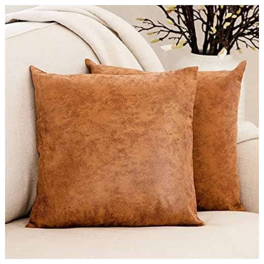 WILDIVORY 2 Pack Faux Leather Pillow Covers 18x18 inch, Natural Soft Touch Throw Pillow Cover, Decorative Pillow Covers for Couch, Boho Throw Pillows, Accent Pillow, Modern Farmhouse Decor Pillows