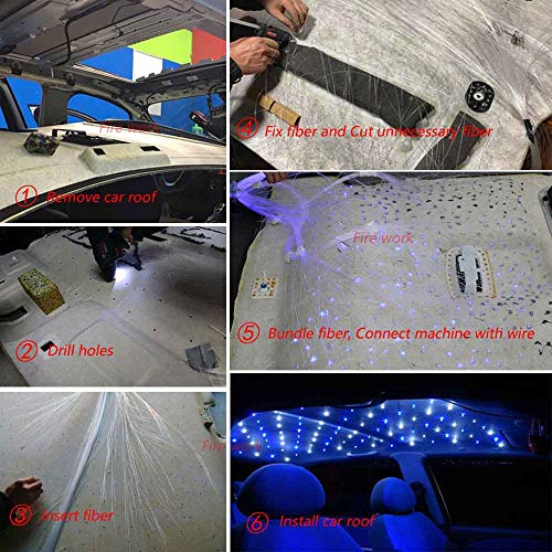 Car Use Bluetooth LED Fiber Optic Light Star Ceiling Kit, APP/Remote Controller Music Mode 6W RGB Starlight Headliner, 150pcs 0.03in 6.5ft - Thumbnail 2