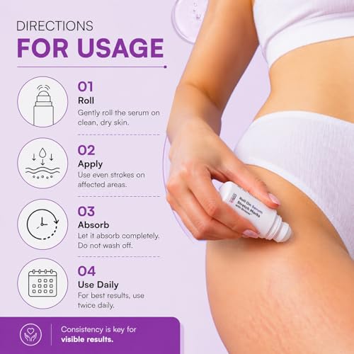 Image of CosIQ Roll On Serum for Stretch Marks with Striover | Reduces Appearance of Stretch Marks, Scars & Uneven Skin | Roll-On Applicator for Stomach, Thighs & Hips | All Skin Types | 40ml, Pack of 2
