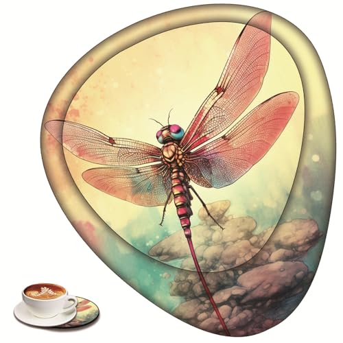 Ergonomic Mouse Pad and Coaster Set?with Gel Wrist Rest - Relief of Carpal Tunnel Pain, Durable and Comfortable Non-Slip PU Base Mouse Pad, Mandala Dragonfly