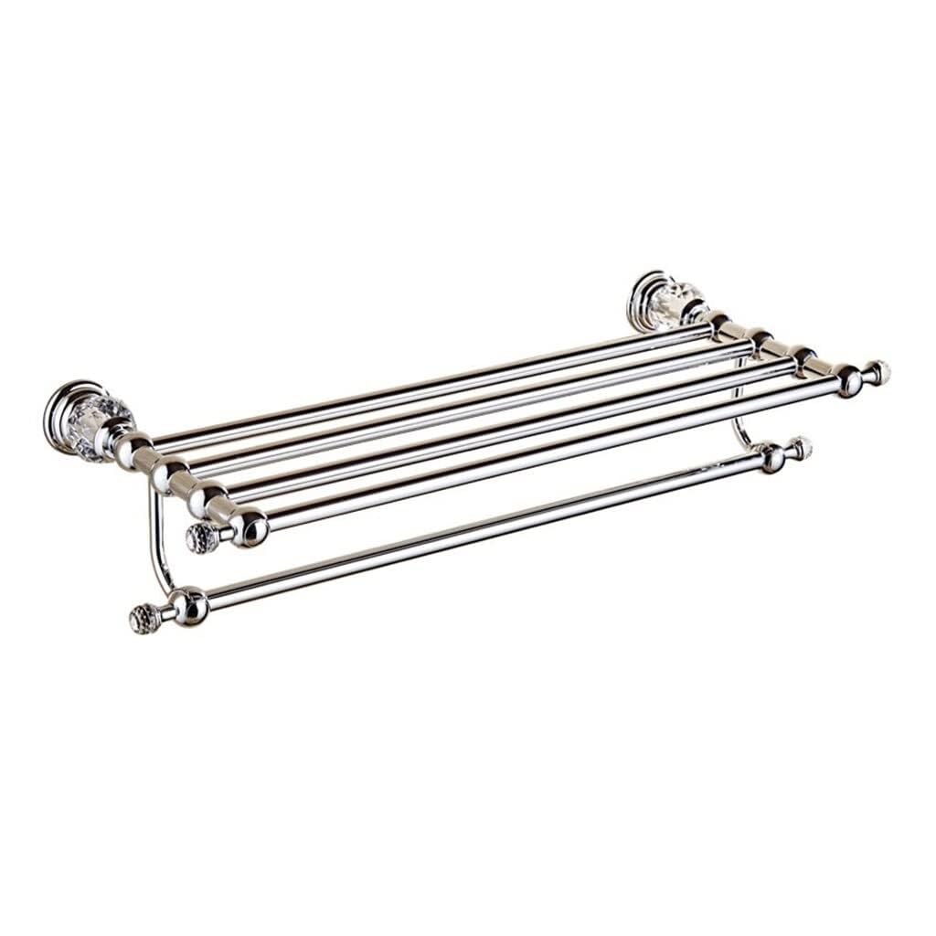 European Style Bathroom Towel Rack, Wall-Mounted Zinc Clad Copper Holder with Crystal Hardware, Solid Punching Bath Rail