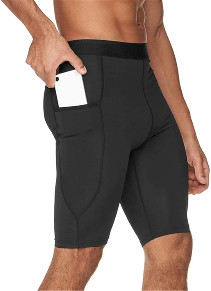 YYDM Men's Compression Shorts, Breathable And QuickDrying Sports Shorts, with Mobile Phone