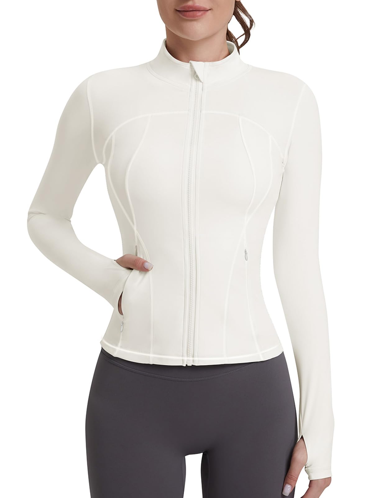 VUTRU Womens Workout Yoga Jacket Lightweight Zip Up Athletic Jacket Lightweight Cropped Jacekt with Pockets