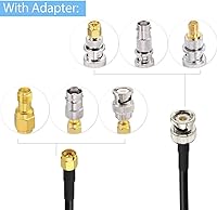 Vista 5 de SUPERBAT Cable SMA macho a BNC macho de 10 pies + 5 piezas de adaptador coaxial RF Kit de cable SMA a BNC SMA BNC adaptador para antenas