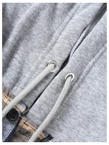 Verdusa Men's Plaid Shirt Long Sleeve Button Down Flannel Shirt Casual Hoodie Jacket with Hooded3