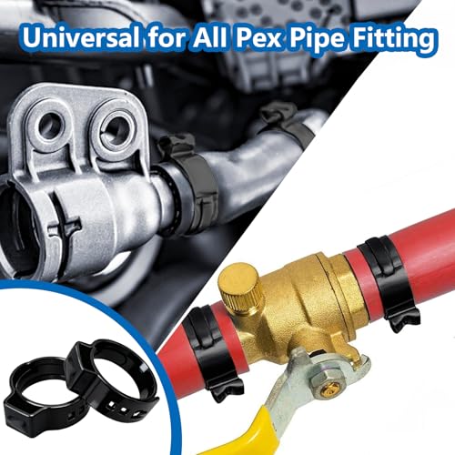 Image of 62Pcs 7 Sizes 304 Stainless Steel Black Single Ear Hose Clamps 6-23.5mm Crimp Hose Clamps Assortment Kit Perfect for Automotive /Home Appliance /Water Pipe and Fuel Line