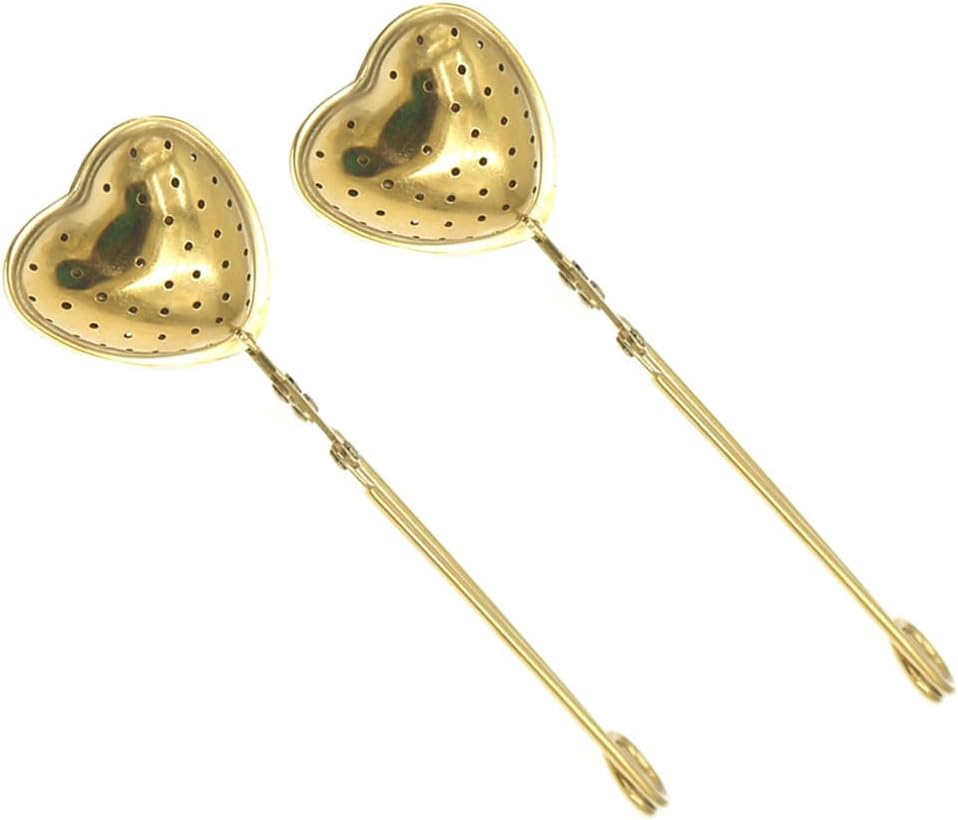 Luxshiny 2-Pack Heart Shaped Tea Infuser Filter with Handle for Loose Leaf Tea Stainless Steel Strainer for Home and Party Reusable Steeper for Herbs and Spices