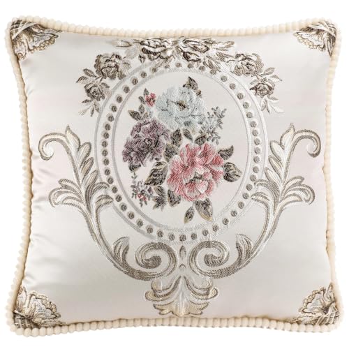 Image of EURhine Jacquard Throw Pillows Covers Floral Embroidered Europe Pillowcase
