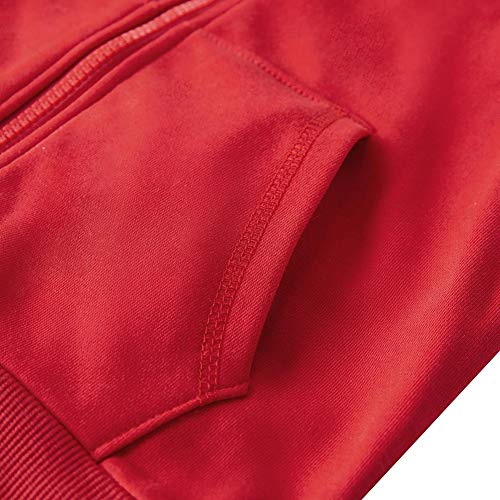 Spring&Gege Youth Solid Full Zipper Hoodies Soft Kids Hooded Sweatshirt For Boys And Girls Size 11-12 Years Red #TOP6