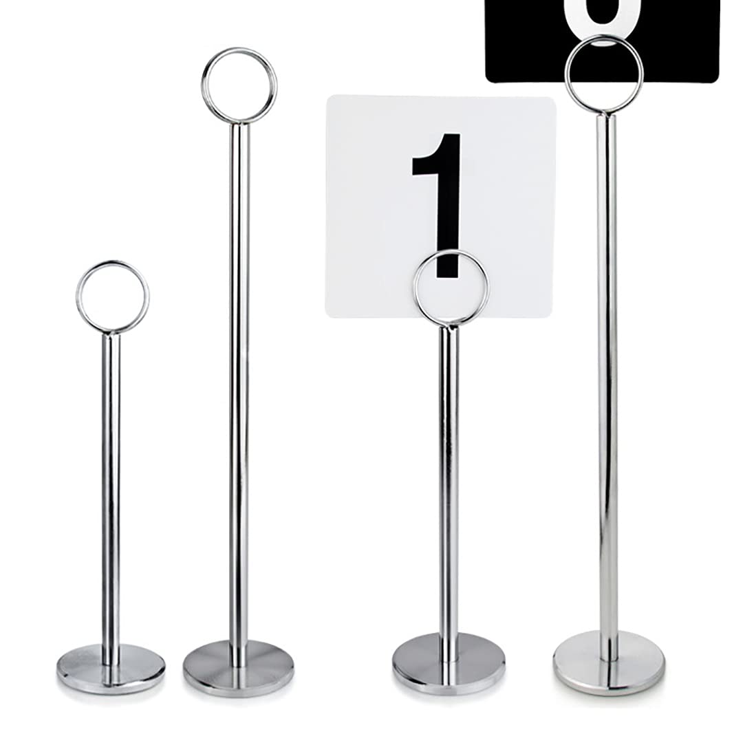 10 Stück Tischnummern-Kartenhalter, Tischkartenhalter für Hochzeiten, Restaurants und Partys, 4/6/8 Zoll runder Foto-Clip-Halter, Ständer, Silber/8 Zoll (4 Zoll)