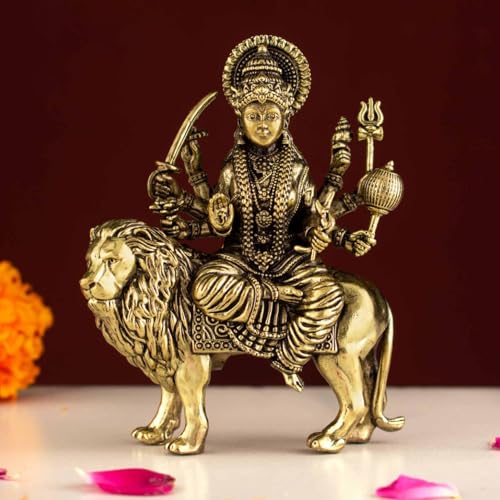 Brass Goddess Durga Maa Statue | 4" Maa Durga Idol Figurine Perfe...