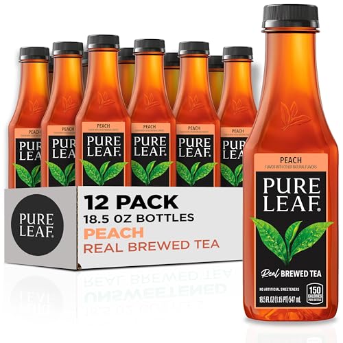 Pure Leaf Iced Tea, Peach, Real Brewed Tea, 18.5 Fl Oz Bottles (Pack of 12)