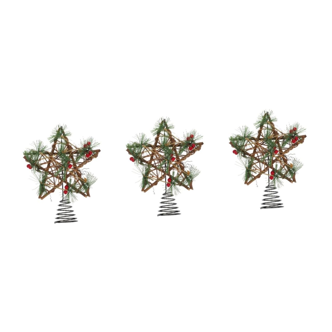 PRETYZOOM 3St weihnachtsbaumspitze Stern Weihnachtsbaum Spitze Stern Christbaumspitze Baumspitze aus Weidengeflecht weihnachtsbaumspitze Glitzern Topper Baumspitze Ornament Eisen