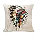 NYKKOLA Soild Linen Indian Tribe Skulls Feather Pillow Covers 4 Pack, Decorative Pillowcase Cushion Cover for Sofa Bedroom Car 18 x 18 Inch 45 x 45 cm (Style 34)