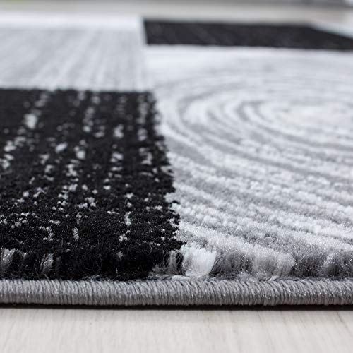 Carpetsale24 Teppich Wohnzimmer 120x170 cm Schwarz Modern Abstraktes Kariert Design Kurzflor Schlafzimmer Esszimmer Küche Jugendzimmer Waschbar Pflegeleicht Extra Weich