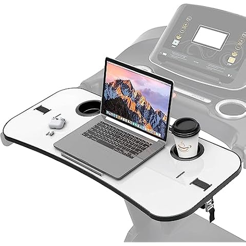 Qsxou Treadmill Desk Attachment 36 Inches Tread Tray Workstation, Laptop Stand Holder for Notebooks, Tablets, Phone,Cup,Ergonomic Platform with Cooling Holes & Edge Protector Cover