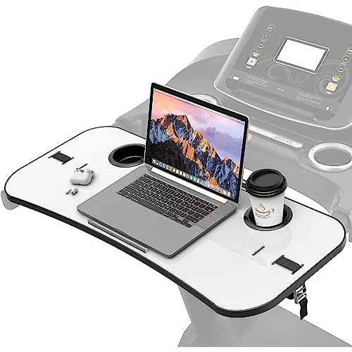 Qsxou Treadmill Desk Attachment 36 Inches Tread Tray Workstation, Laptop Stand Holder for Notebooks, Tablets, Phone,Cup,Ergonomic Platform with Cooling Holes & Edge Protector
