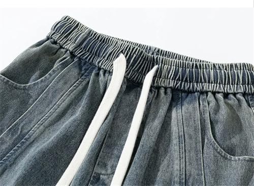 Men's Washed Jeans, Drawstring Loose Wide-Leg Pants, Outdoor Casual Jeans3