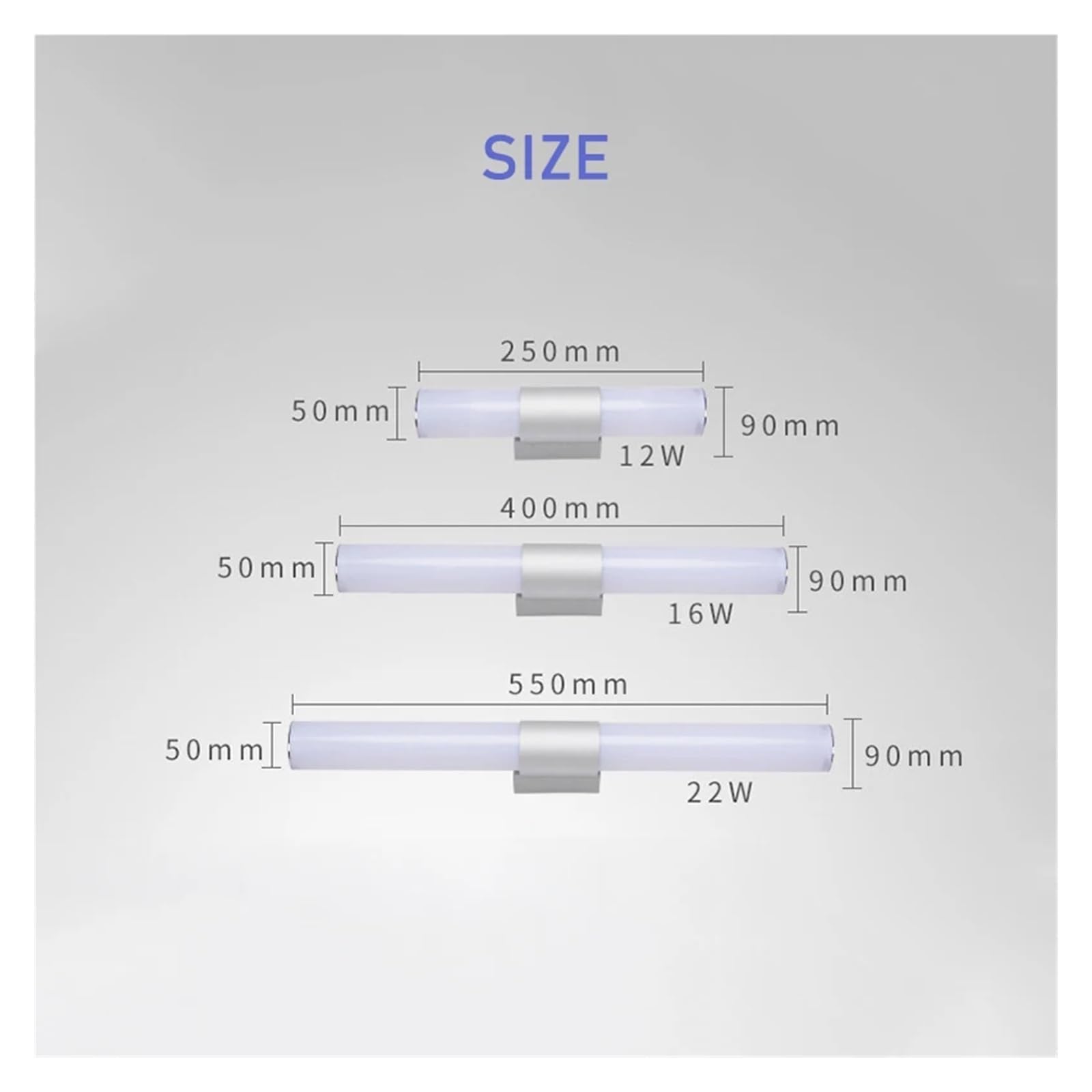 Lámpara de pared LED de 12 W a 22 W, estilo simple, luces de espejo for baño, vestidor, cocina, decoración de interiores. Flexible(Warm white,40CM)