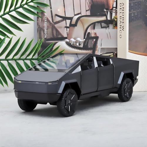 Image of Tesla Cyber Truck 1:36 Model Car Exclusive Alloy Metal Pull Back Die-cast Car Diecast Metal Toy car with Openable Doors & Light Music Best Gifts Toys Kids [Color As Per Stock]