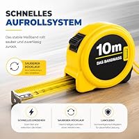 Premium Bandmaß 10 Meter mit Halterung - robustes Maßband & Bandmass zum präzisen Messen mit Feststeller - Rollmassband & Massband mit Aufrollsystem – Ansicht 2