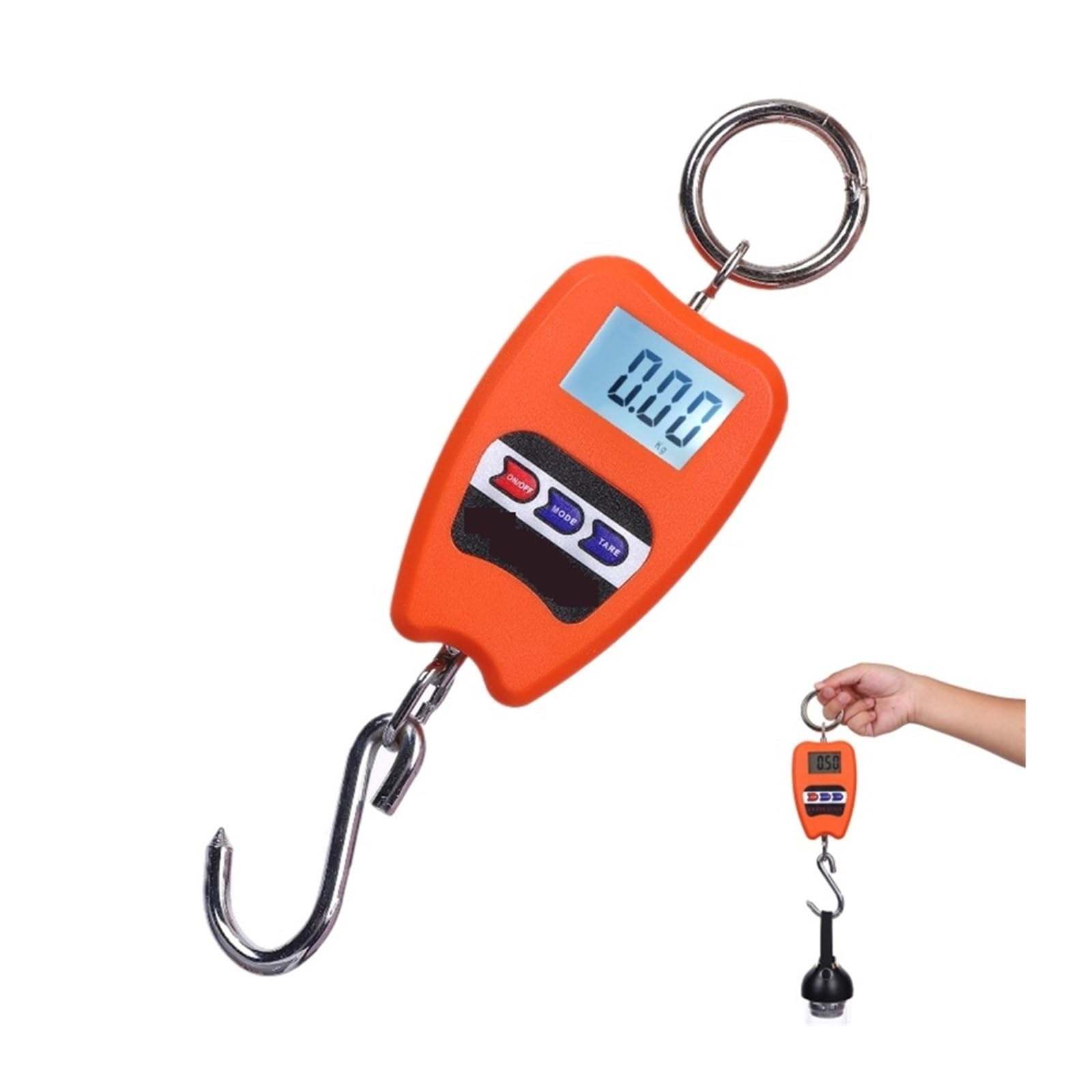 Digital Crane Scale, 300kg Crane Scale Heavy Duty Electronic Stainless Steel Hook Hanging Scale Digital LCD Loop Weight Balance Industrial Scales(200kg Orange)