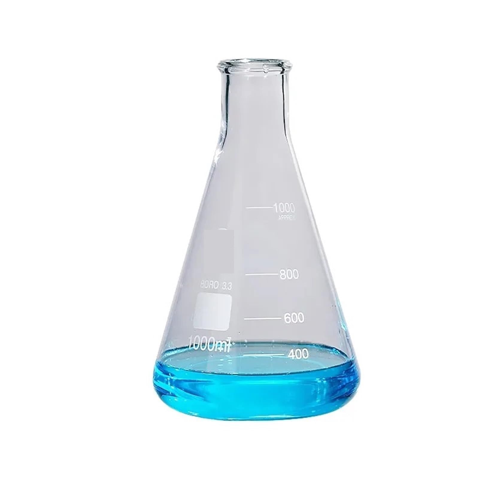 Matraz Erlenmeyer triangular de vidrio de borosilicato for laboratorio, matraz cónico, recipiente for experimentos químicos(1000ml)