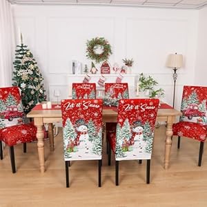 Ileading Christmas Dining Chair Covers Set of 6 Xmas Tree Red Truck Winter Chair Slipcover Protector Stretch Removable Washable Chair Seat Covers for Home Dining Room Hotel Banquet Party, Red Ileading Christmas Dining Chair Covers Set of 6 Xmas Tree Red Truck Winter Chair Slipcover Protector Stretch Removable Washable Chair Seat Covers for Home Dining Room Hotel Banquet Party Red