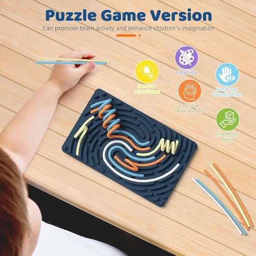 Image of Silicone Sensory Fidget Board Toy | Double-Sided Activity Board with Color Strings | Stress Relief, Focus & Calm Toy for Kids and Adults