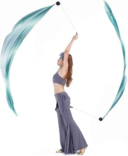 2Pcs Silk Veils Poi Chain Balls Women Belly Dance Poi Streamer Throw Ball Stage Props