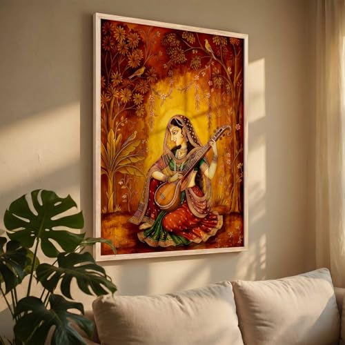 Image of kotart Madhubani Art Wall Painting Traditional Home Decoration With Frame For Living Room Bed Room Hotel Wall Decor Digital Reprint (13X17 inch)