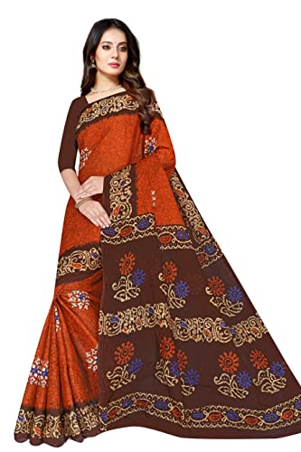 Image of TAMAIRA FASHION Mulmul Pure Cotton Saree For Woman Batik Printed |Office Wear Daily Wear Sarees For Women Without Blouse Piece