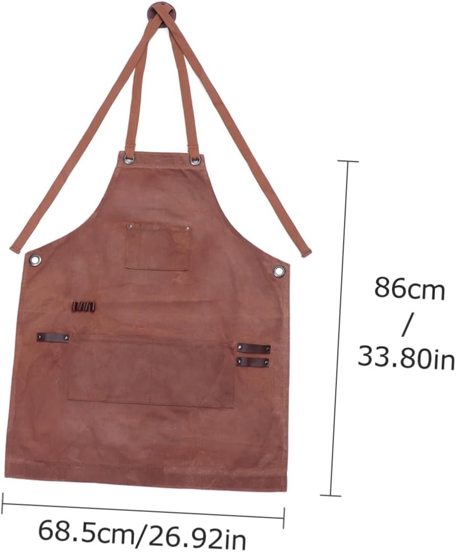 Woodworking Apron Tool Pockets Heavy Duty Waxed Canvas Work Apron for Men Cross Back Strap for Gardening Carpentry and Projects