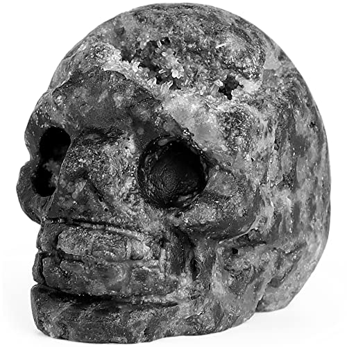Estatua Cráneo de Geodas Negro 2 Pulgadas para Decoración