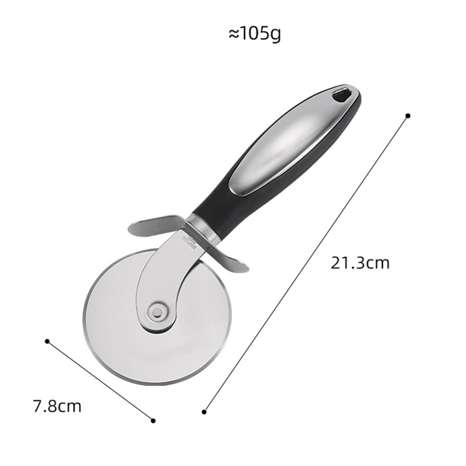 AKAZI Juego de Pala de Pizza con Rodillo de Acero Inoxidable de Dos Asas Pala de Pizza Circular de una Sola Rueda Utensilios de Cocina, Plata (A)
