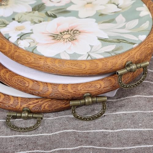 Image of 3PCS Oval Embroidery Hoop Wood 6x5 Inch Embroidery Hoops, Imitated Wood Cross Stitch Ornament Frames for Art Craft Sewing Ornaments Hanging Decoration and Christmas Ornaments