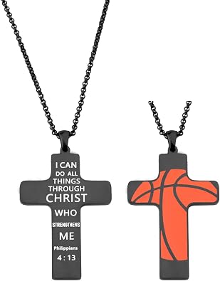 Basketball Necklace Phil 413 Necklace I Can Do All Things Christian Jewelry Basketball Team Gifts