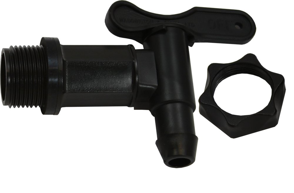 Water Butt/Homebrew/Fermenter Tap with Back Nut (Black)