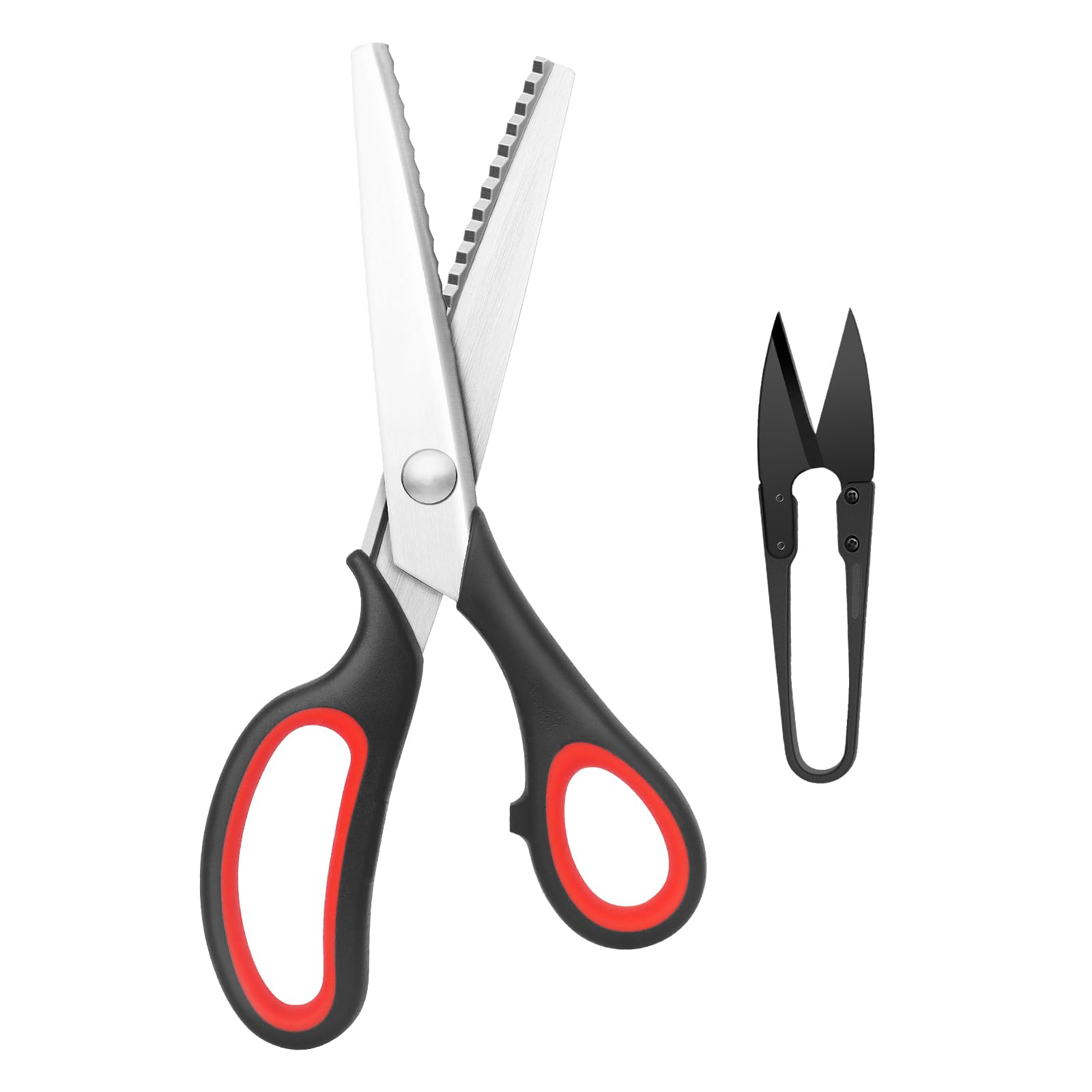 Tazoueoo Pinking Shears for Fabric Cutting with Thread Snips, 2-Piece Set