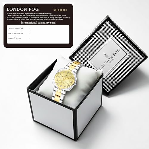 Image of London Fog Salisbury Collection Watch for Women with Geometric Patterned Dial, Crystal Hour Markers Quartz Movement and Stainless Steel Strap - LFW20001