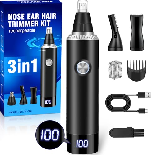 Cortapelos Nariz y Oreja 3 en 1 Cortapelos de nariz Corta Pelos Oreja USB Recortadora Indoloro Pelos Nasal Orejas Cejas y Vello Facial Quita Pelos Resistente al Agua Recargable para Hombre y Mujere